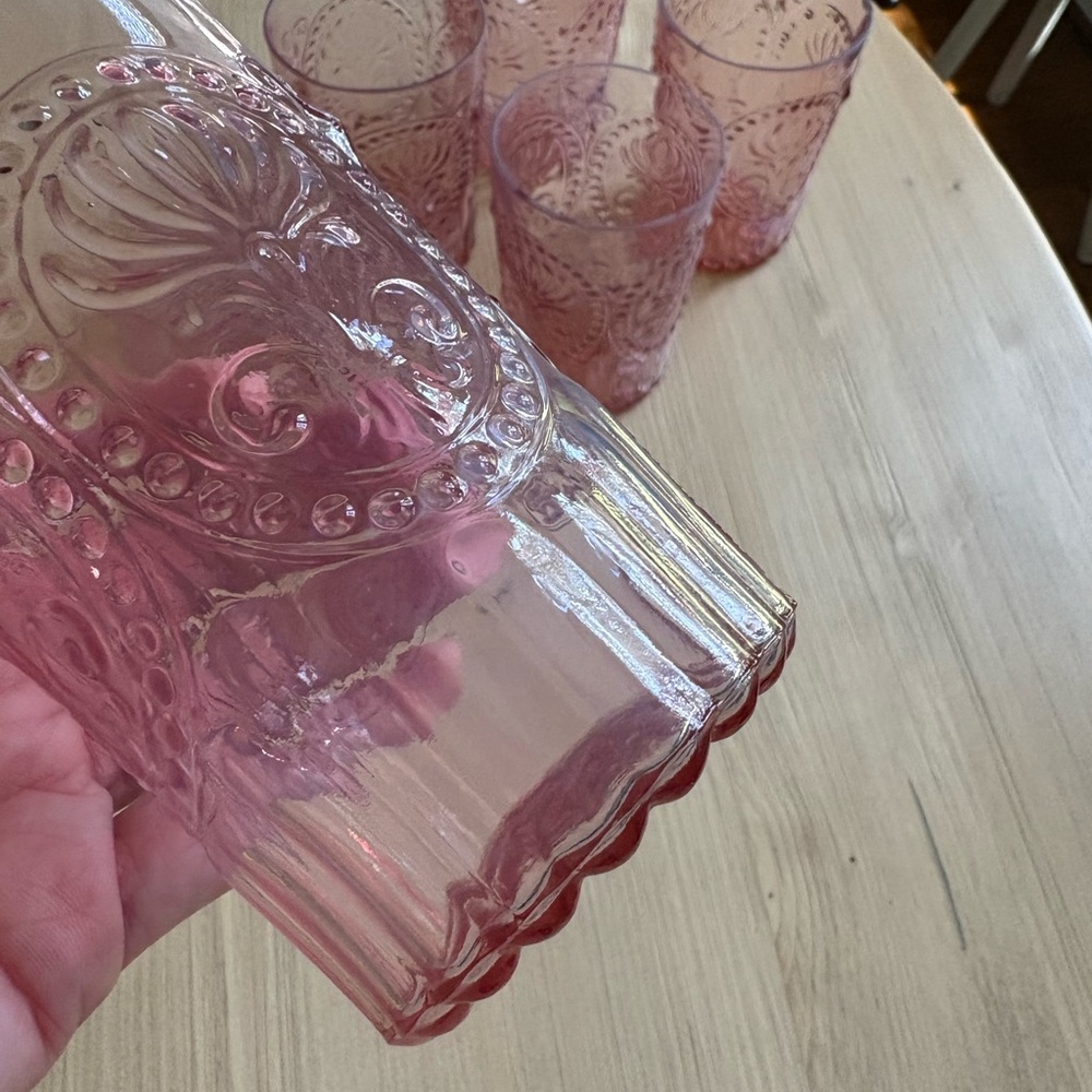 Anthropologie Large Pink Bohemian Glass Tumblers (Set of 6) - Picture 9 of 11
